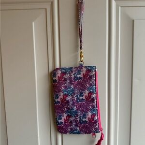 Waterproof wristlet coral design blue, pink and purple‎